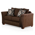 Chocolate Fabric Nailhead Loveseat K7504