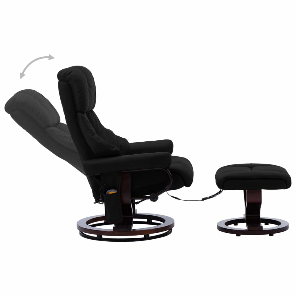 Black Faux Leather Massage Recliner with Ottoman S97131