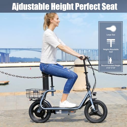 1200W Electric Scooter with Seat, 14" Tire, 500Wh Battery E450