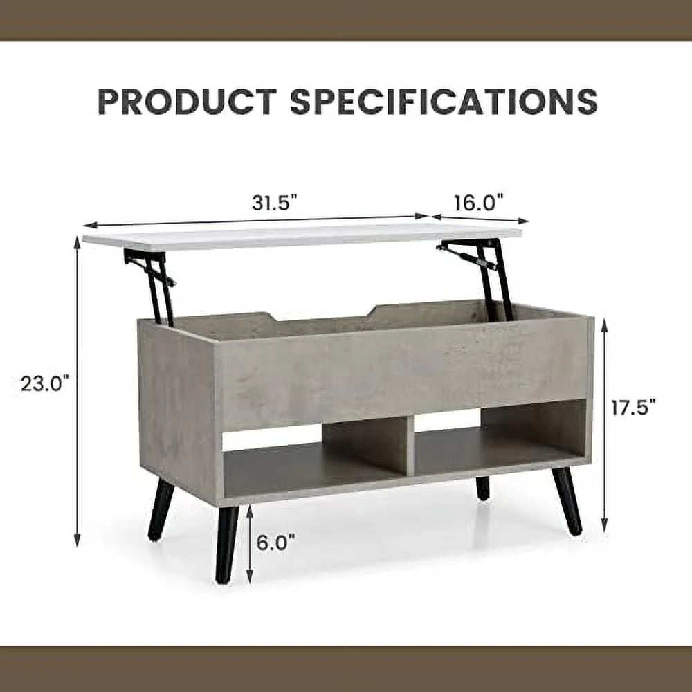 Lift Top Coffee Table with Hidden Compartment and 2 Open Shelves A694577