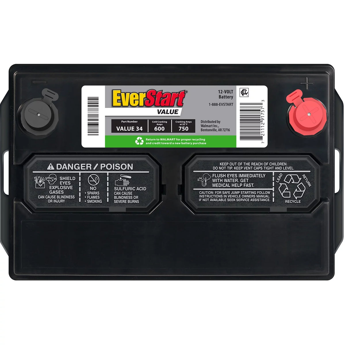 Lead Acid Automotive Battery Group Size 34 12 Volt 600 CCA Q63607
