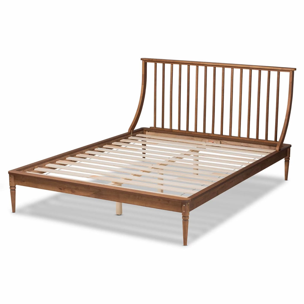 Walnut Brown Wood King Size Platform Bed E488316