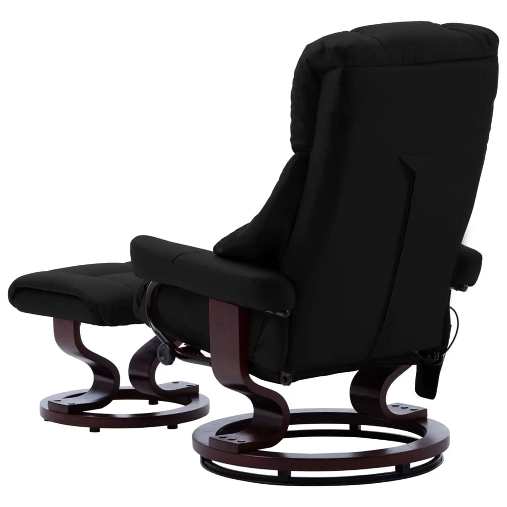 Black Faux Leather Massage Recliner with Ottoman S97131