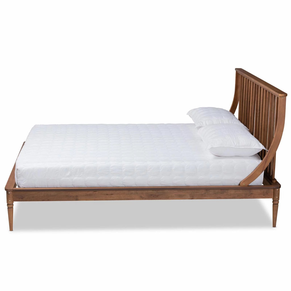 Walnut Brown Wood King Size Platform Bed E488316