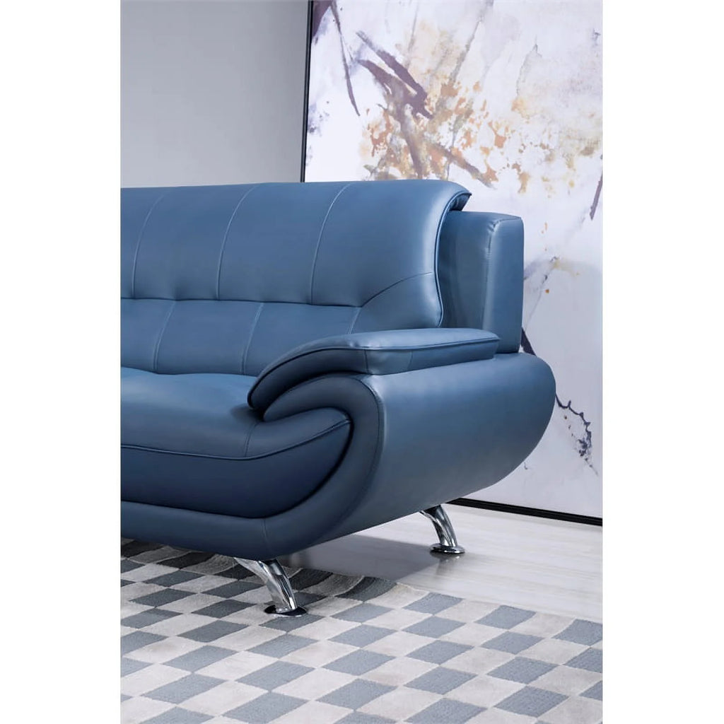 Blue Faux Leather Sofa H168