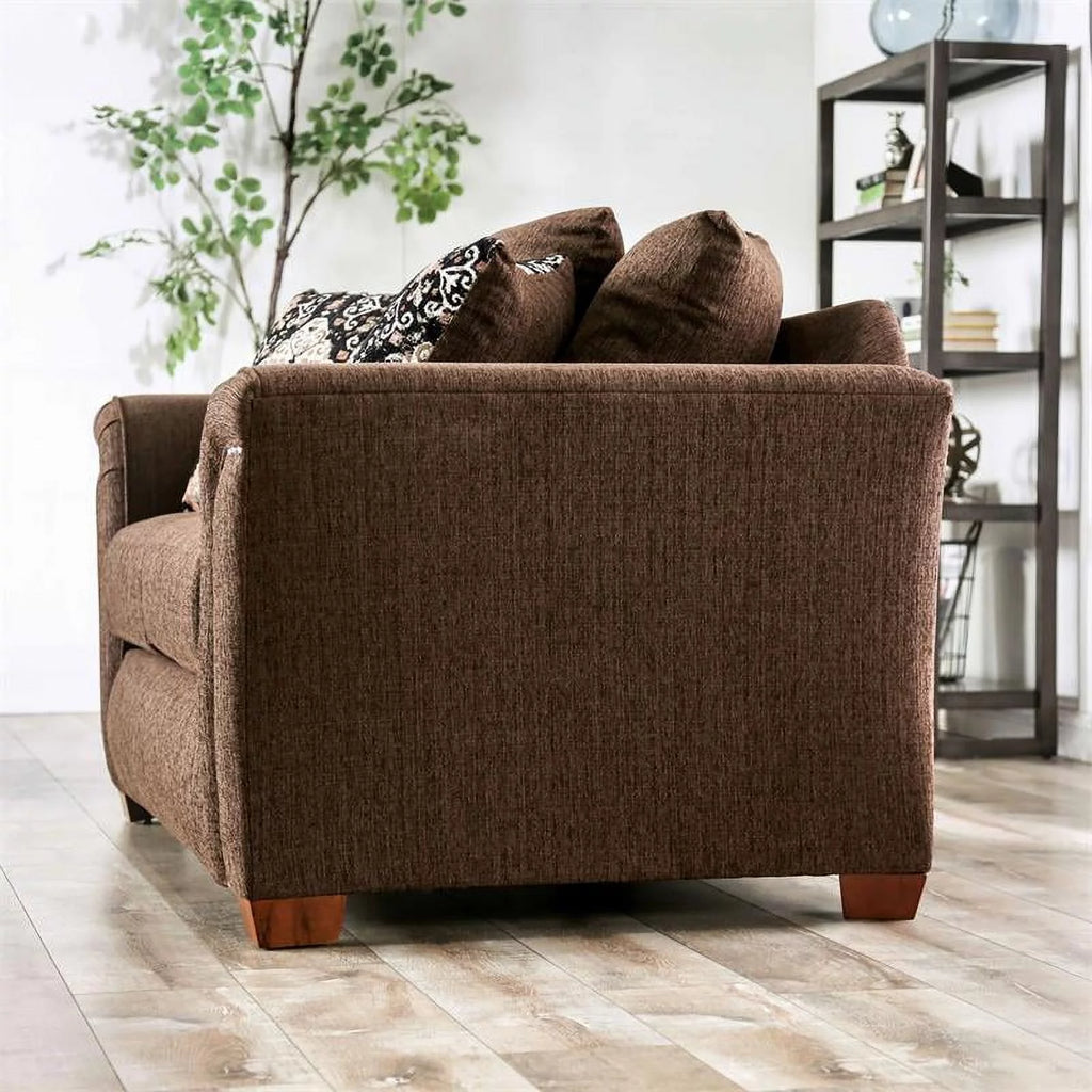 Chocolate Fabric Nailhead Loveseat K7504