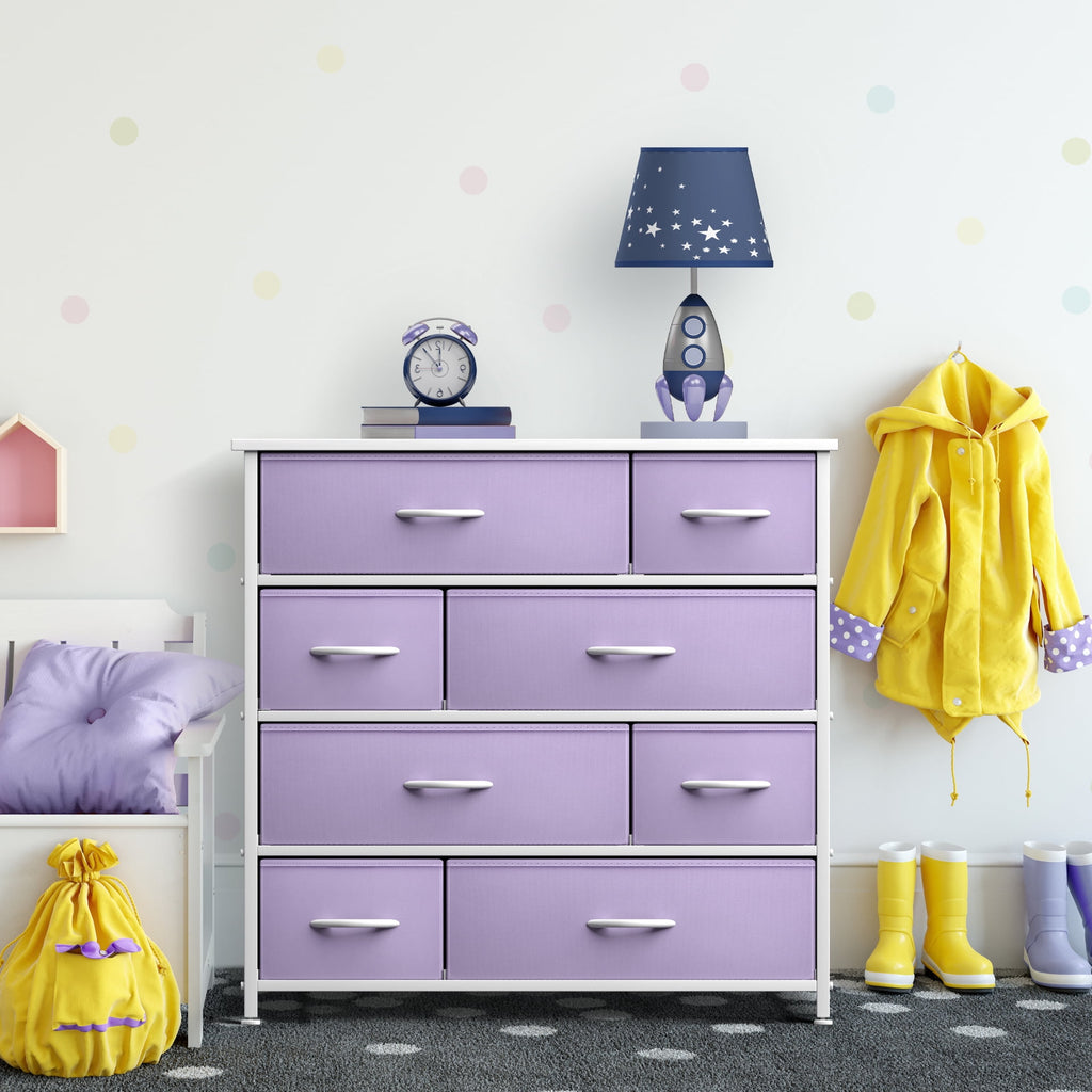 8 Drawer Fabric Dresser with Wood Top D88158