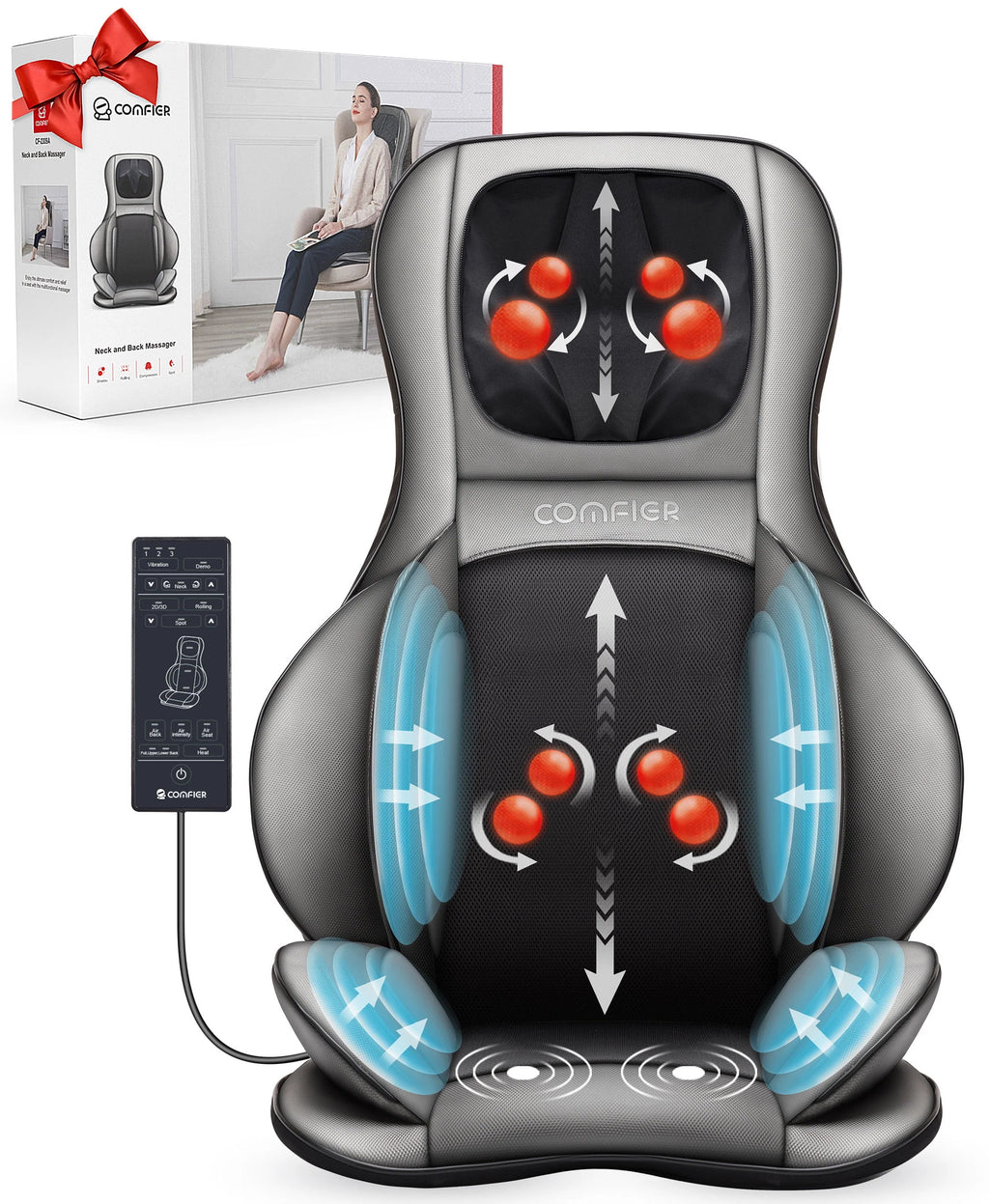 Black Shiatsu Massage Chair Pad C60565