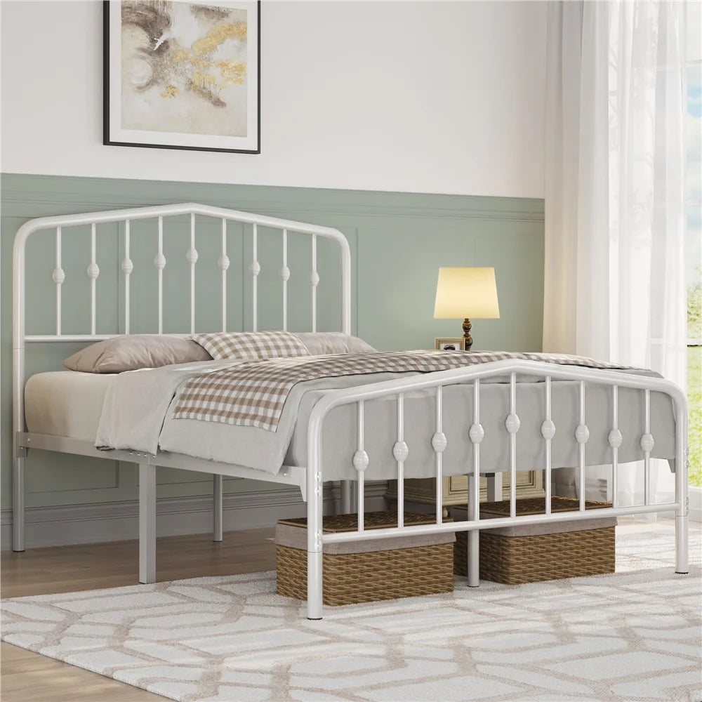 Queen Black Metal Platform Bed with Arched Headboard X7266