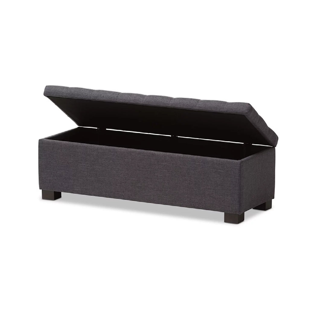 Dark Grey Fabric Storage Ottoman Bench N44526