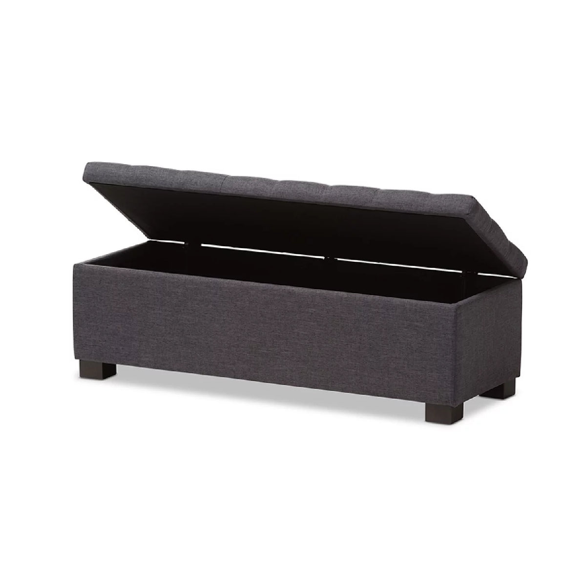 Dark Grey Fabric Storage Ottoman Bench N44526