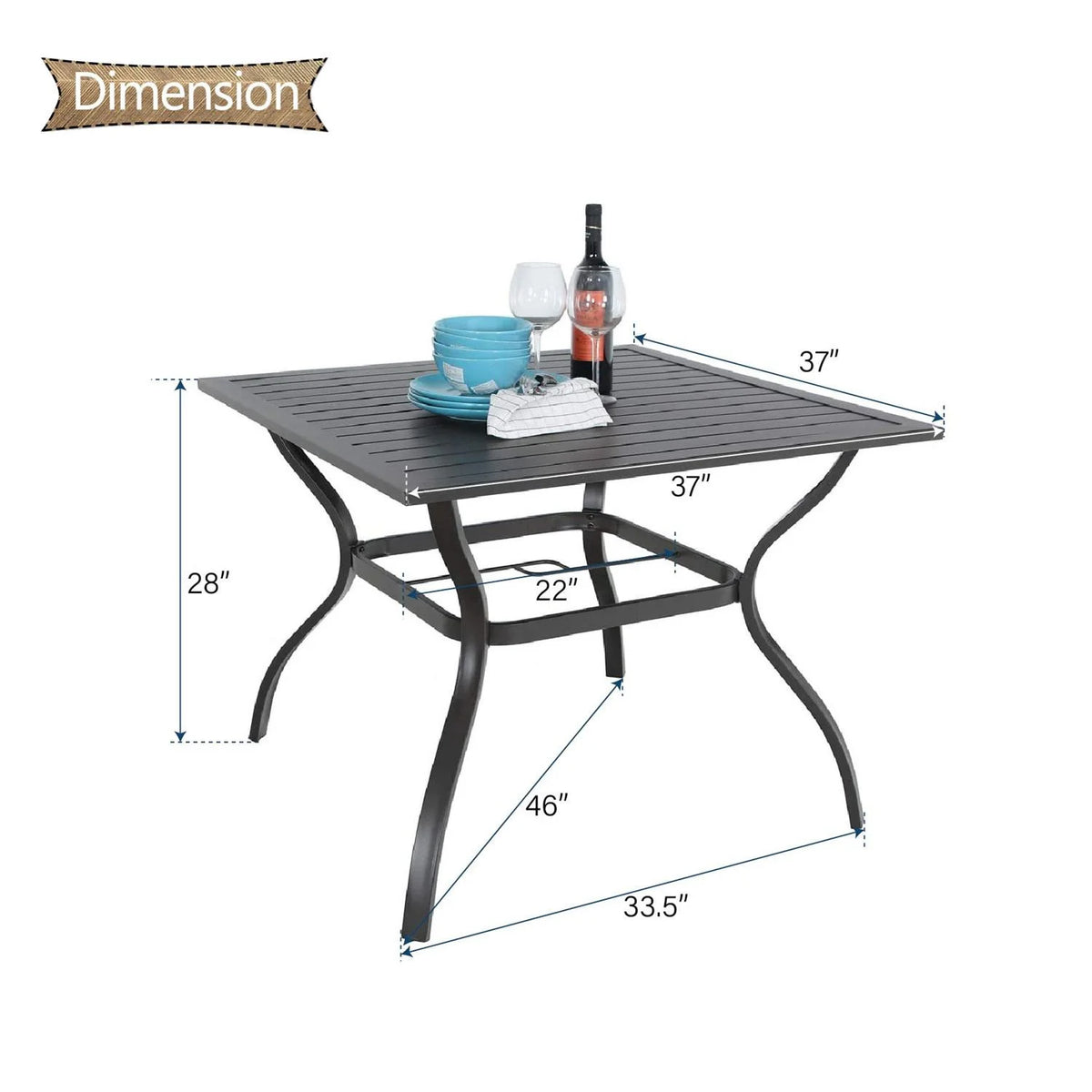 5 Pcs Outdoor Patio Metal Dining Set Swivel Chairs and Square Table Z430552