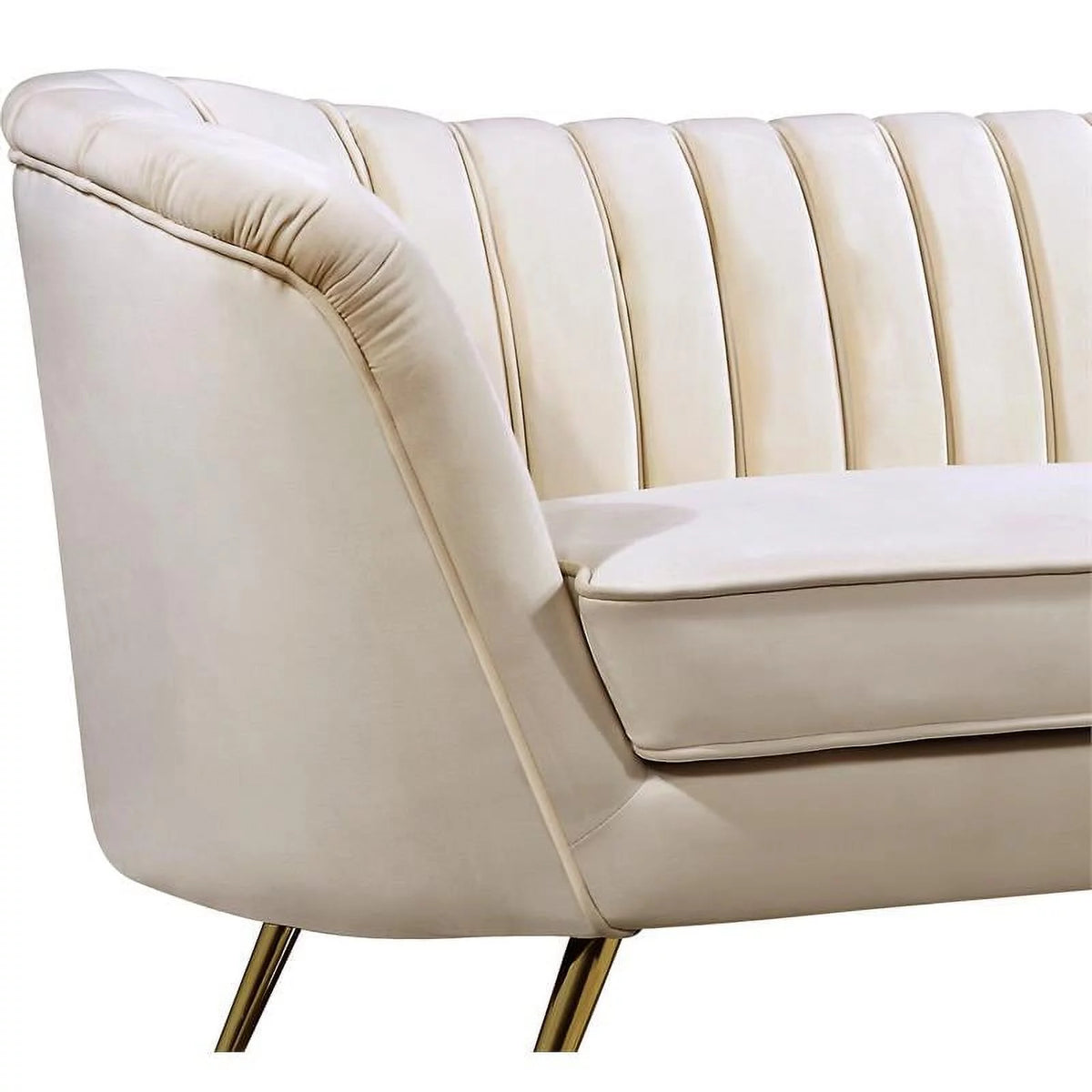 Cream and Gold Accent Chair Chaise and Loveseat 3-Piece Set K493