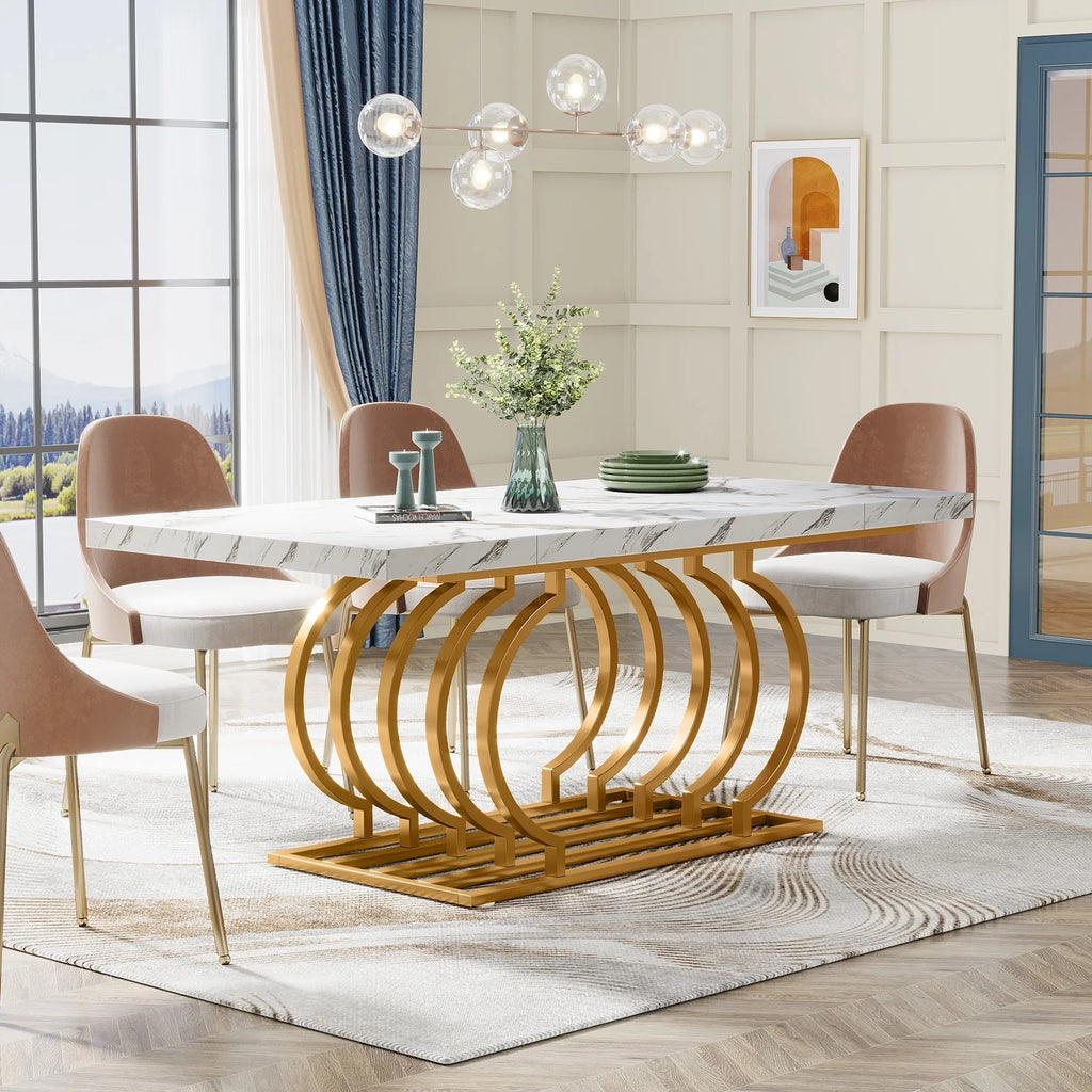 63" Faux Marble Wood Dining Table O86594