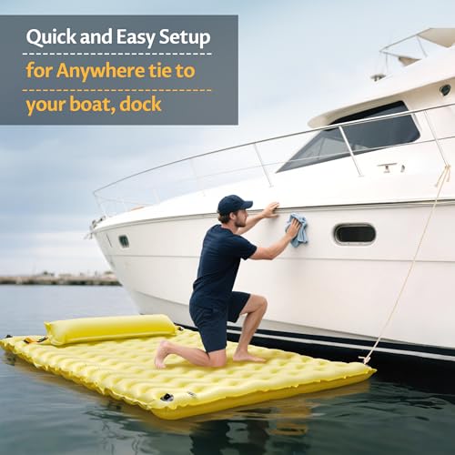 Inflatable Floating Mat with Non-Slip Wave Pattern and Dual Headrest A3298