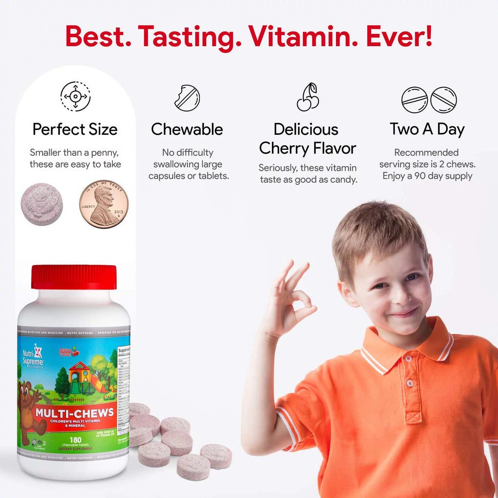 Kosher Children's Multi-Vitamin & Mineral Cherry Flavor 180 Wafers I24634