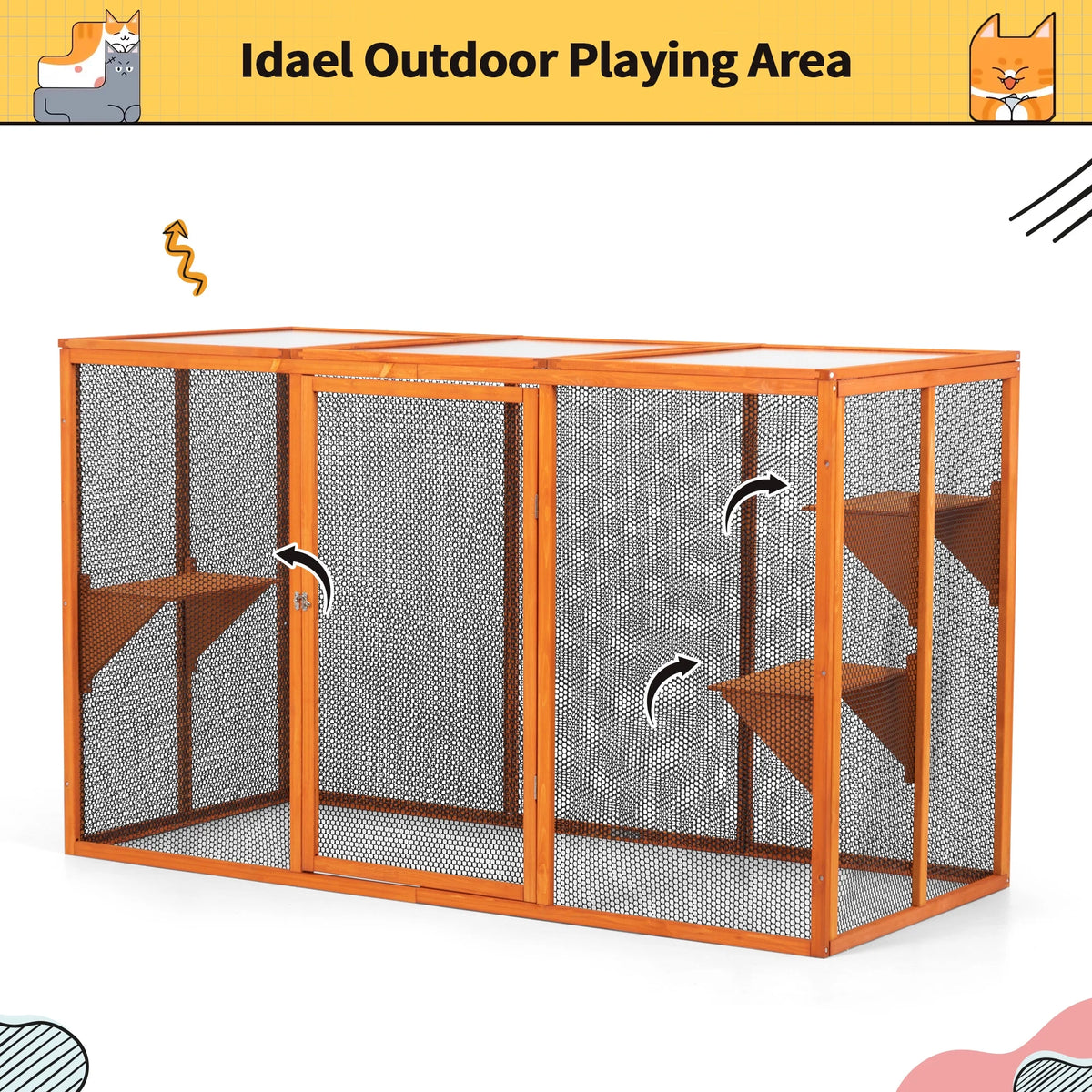 Wood Outdoor Cat House with Platforms F4894