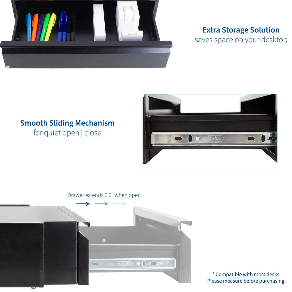 Black Pull Out Under Desk Storage Drawer J801781