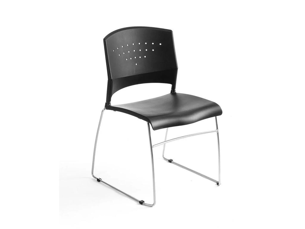 Black Stack Chair with Chrome Frame 5 Pcs Pack C88509