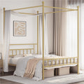 White Twin Metal Canopy Bed Frame with Headboard and Footboard X6661