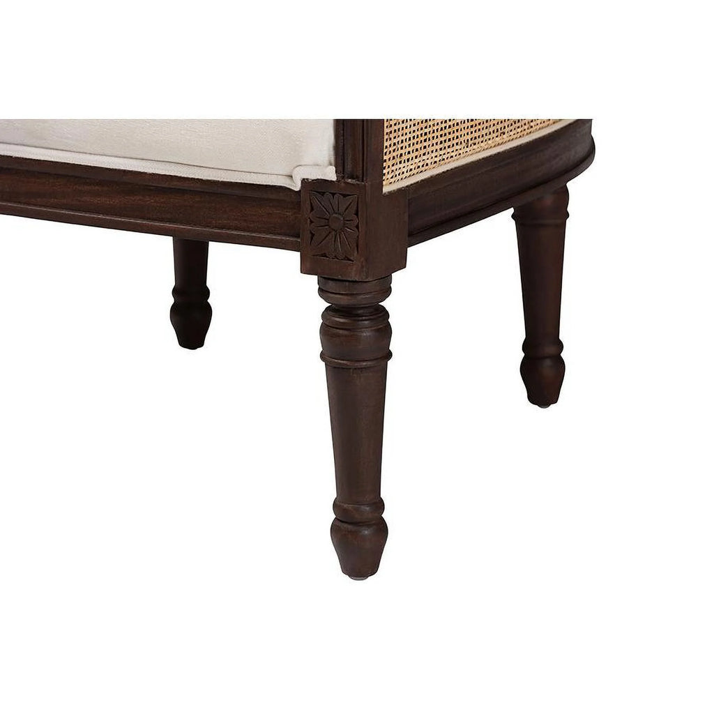 Beige Fabric and Dark Brown Wood Accent Chair W76739