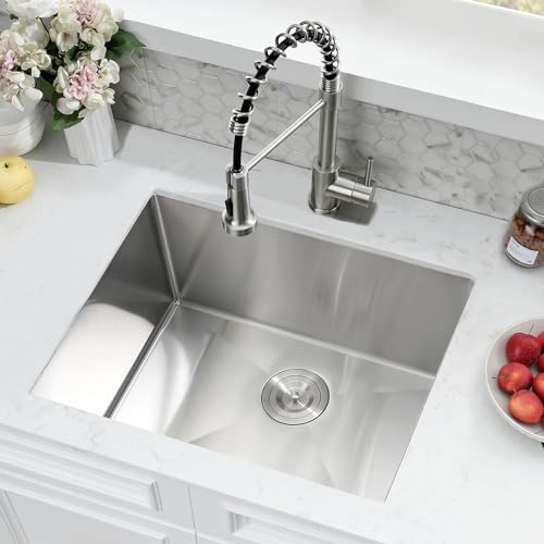 25 Inch Drop In 16 Gauge Stainless Steel Utility Sink with Faucet U72546