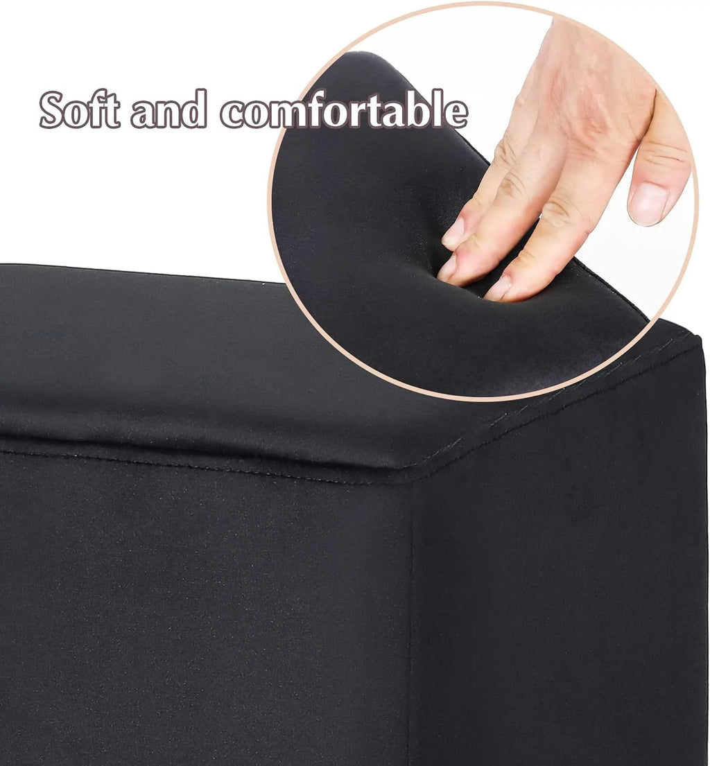 Black Velvet Square Ottoman D83318