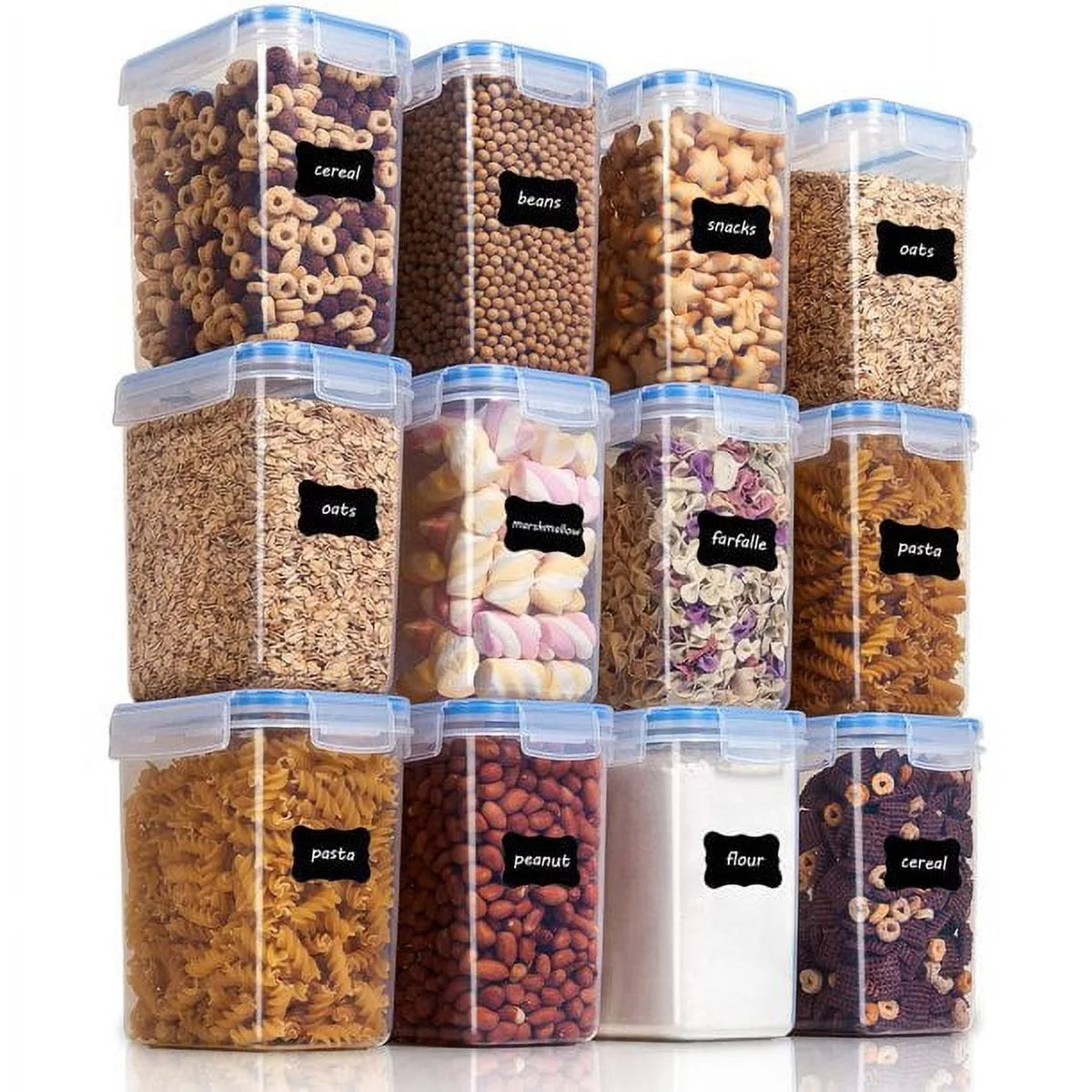 Airtight Food Storage Containers 12 Pieces 1.5qt Plastic Kitchen Pantry Containers Dishwasher Safe E3021