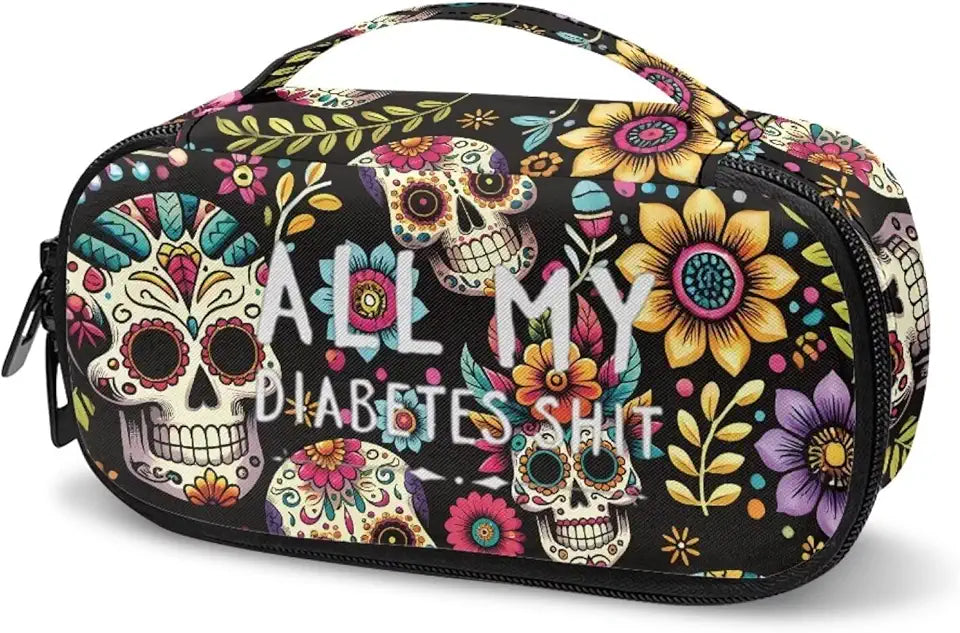 Insulin Cooler Travel Case Flower Skull Pattern J1222
