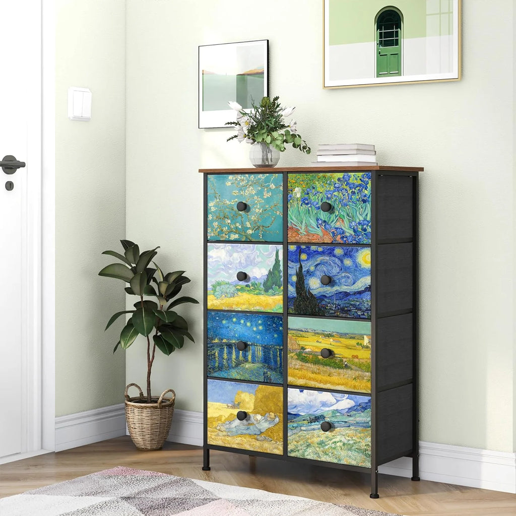 Rustic Brown 8 Drawer Tall Dresser U831