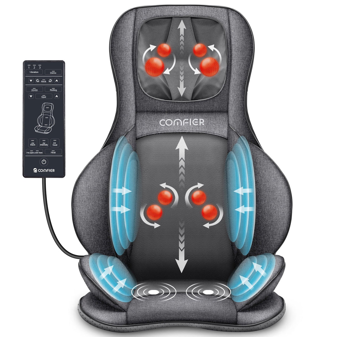 Black Shiatsu Massage Chair Pad C60565