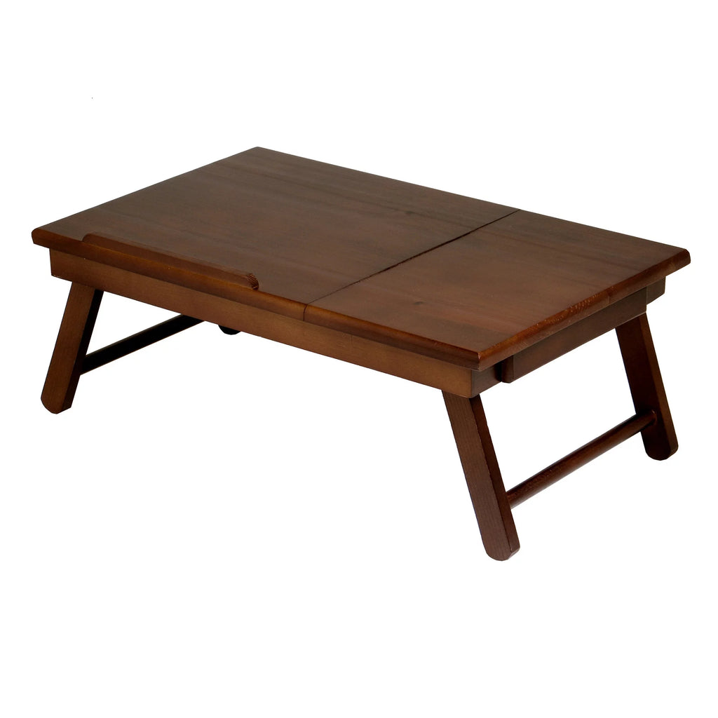 Walnut Wood Flip Top Lap Desk with Drawer F2868