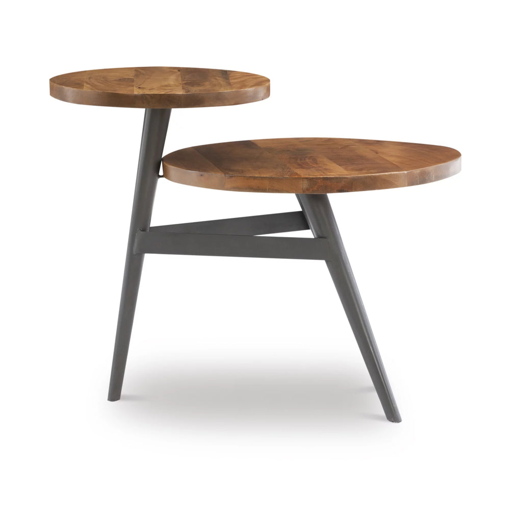 Round Metal Side Table with Shelf Z572758