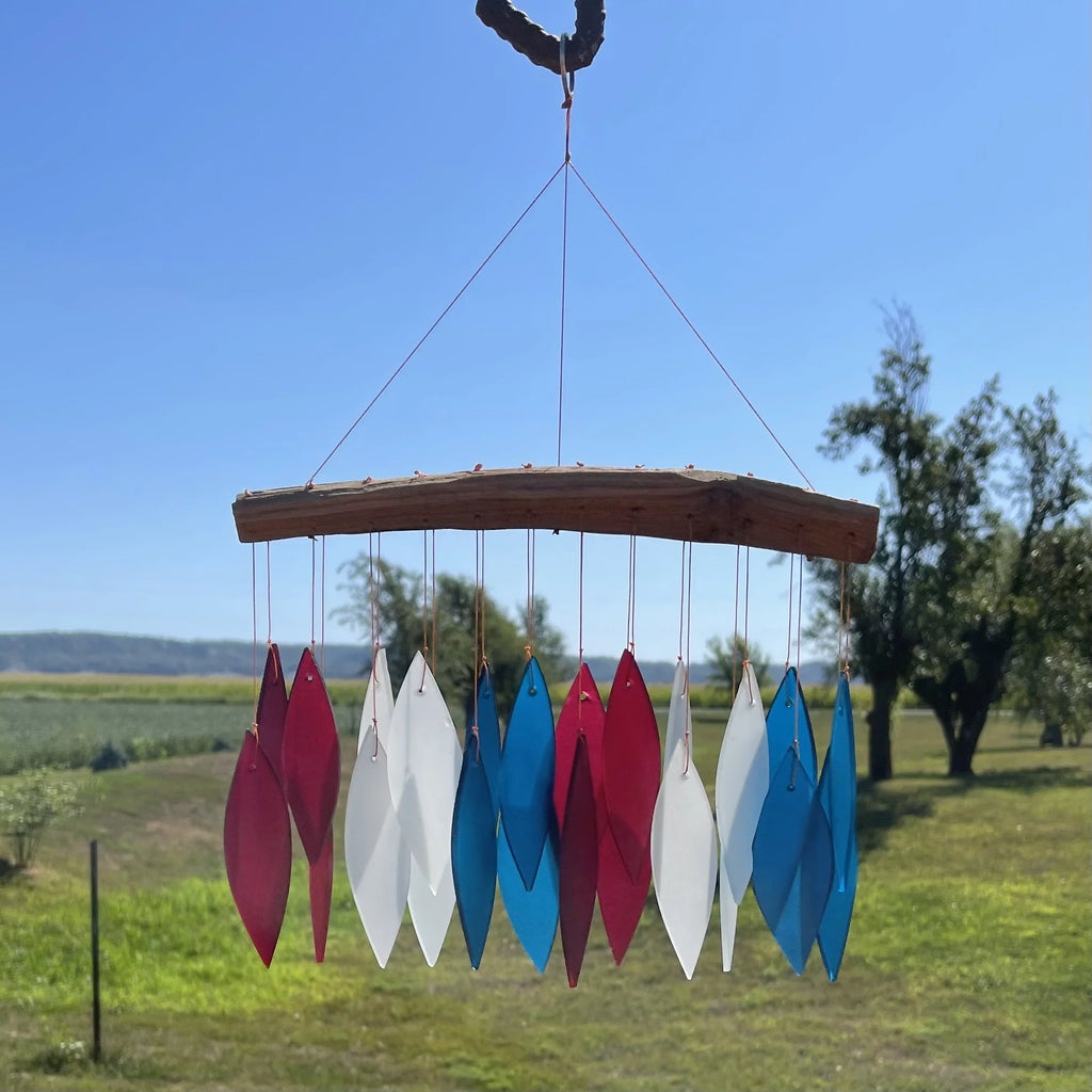 Glass Wind Chime Red White and Blue A6570