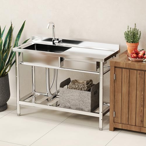 Stainless Steel Free Standing Single Bowl Utility Sink N9324