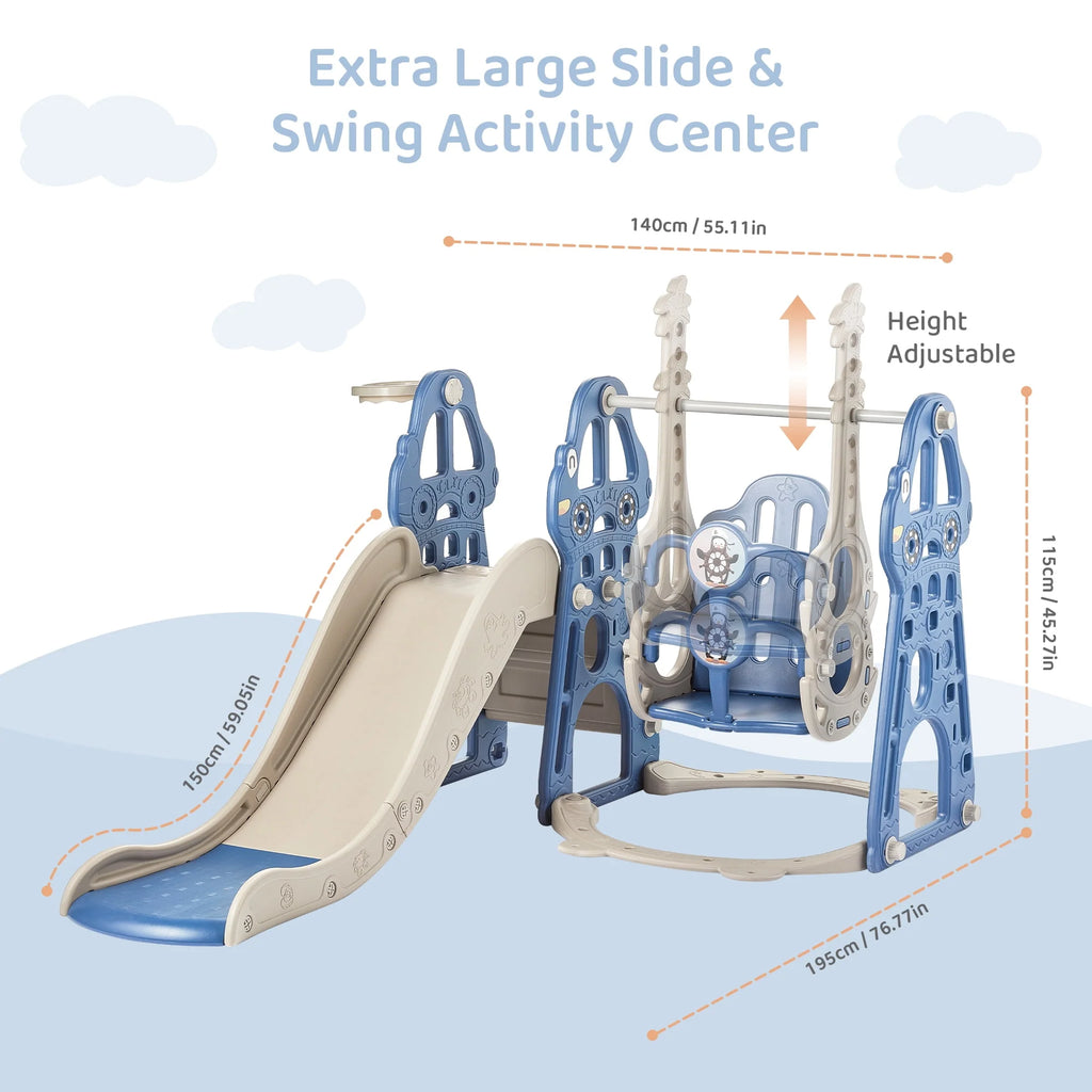 4-in-1 Kids Swing and Slide Set with Basketball Hoop and Climber P684