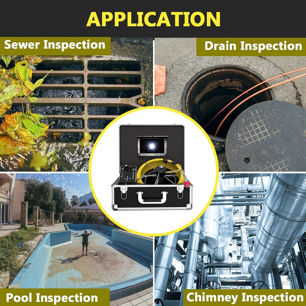 Sewer Camera with Locator, 165ft Inspection Camera with 512Hz Sonde Transmitter and Receiver, DVR and 7 LCD Monitor IP68 Waterproof Pipe Inspection Camera F6586