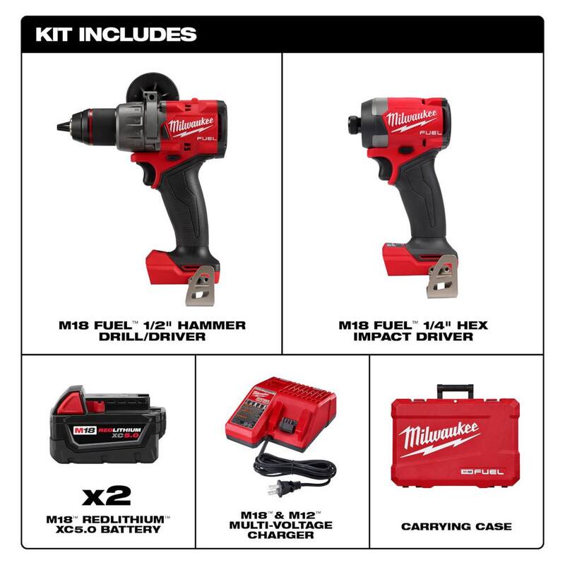 18-V Lithium-Ion Brushless Cordless Hammer Drill and Impact Driver Combo Kit with Circular Saw I268