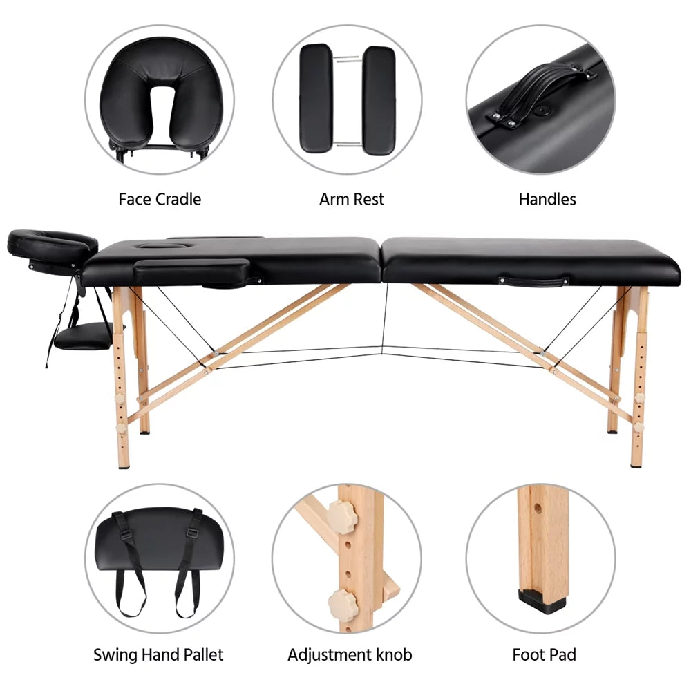 Folding Adjustable Massage Table Black H6155