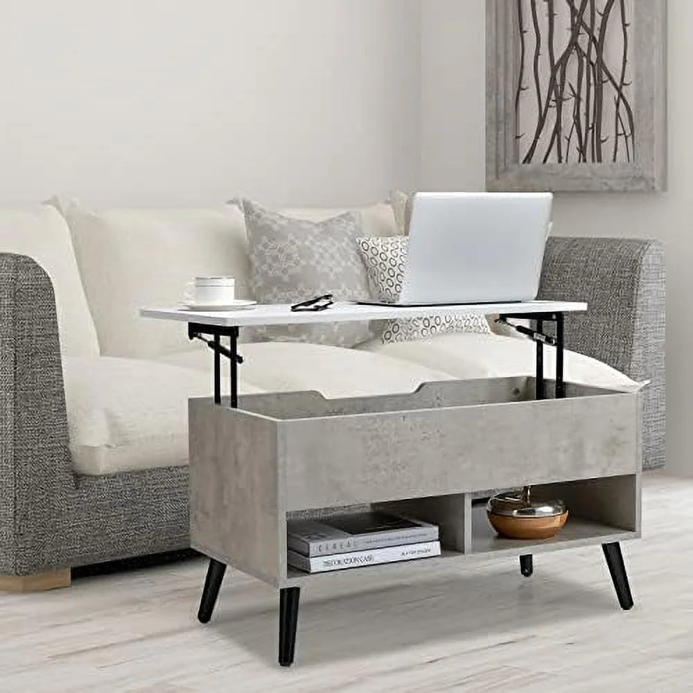 Lift Top Coffee Table with Hidden Compartment and 2 Open Shelves A694577