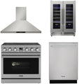 36 Electric Range, Range Hood, Dishwasher and Wine Cooler J250