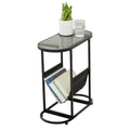Oval Glass Side Tables with Magazine Organizer J49635