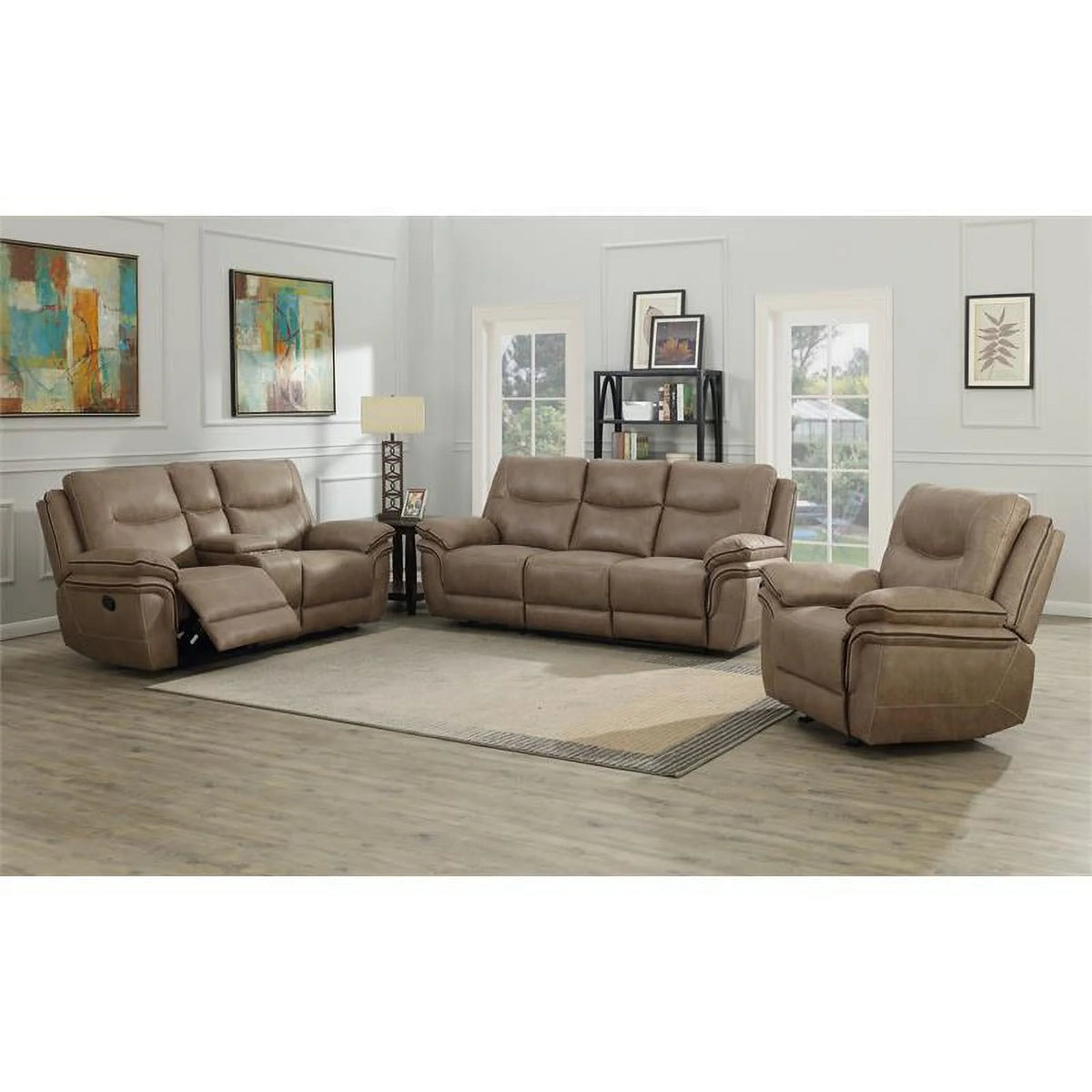 Sand Sofa and Loveseat Recliner 2-Piece Set D328