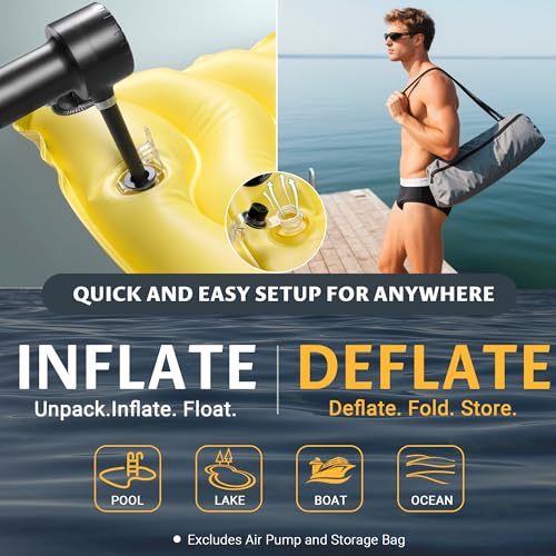 Inflatable Floating Mat with Non-Slip Wave Pattern and Dual Headrest A3298