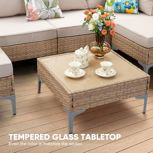 7 Piece Wicker Patio Furniture Set with Coffee Table N69688