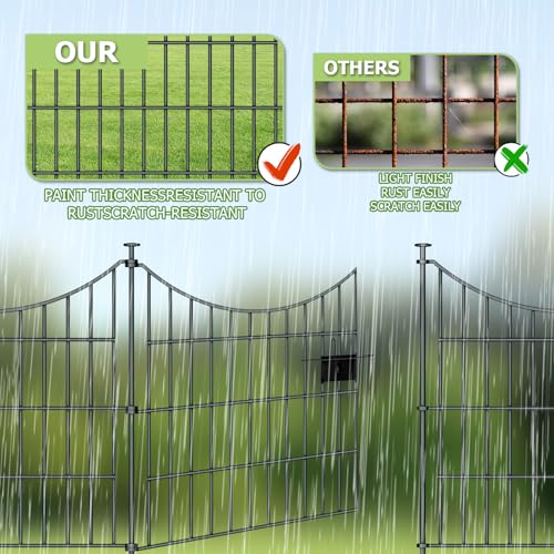 10 Panels Rustproof Metal Garden Fence with Ground Stakes O98122
