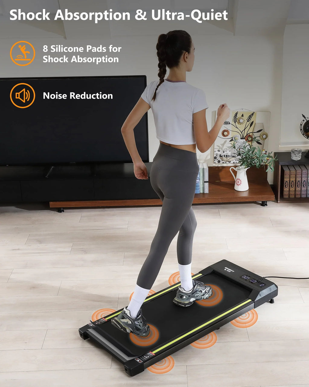 Black Portable Under Desk Treadmill with Remote Control Y387
