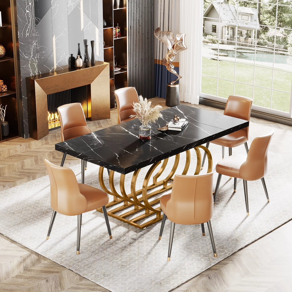63" Faux Marble Wood Dining Table O86594