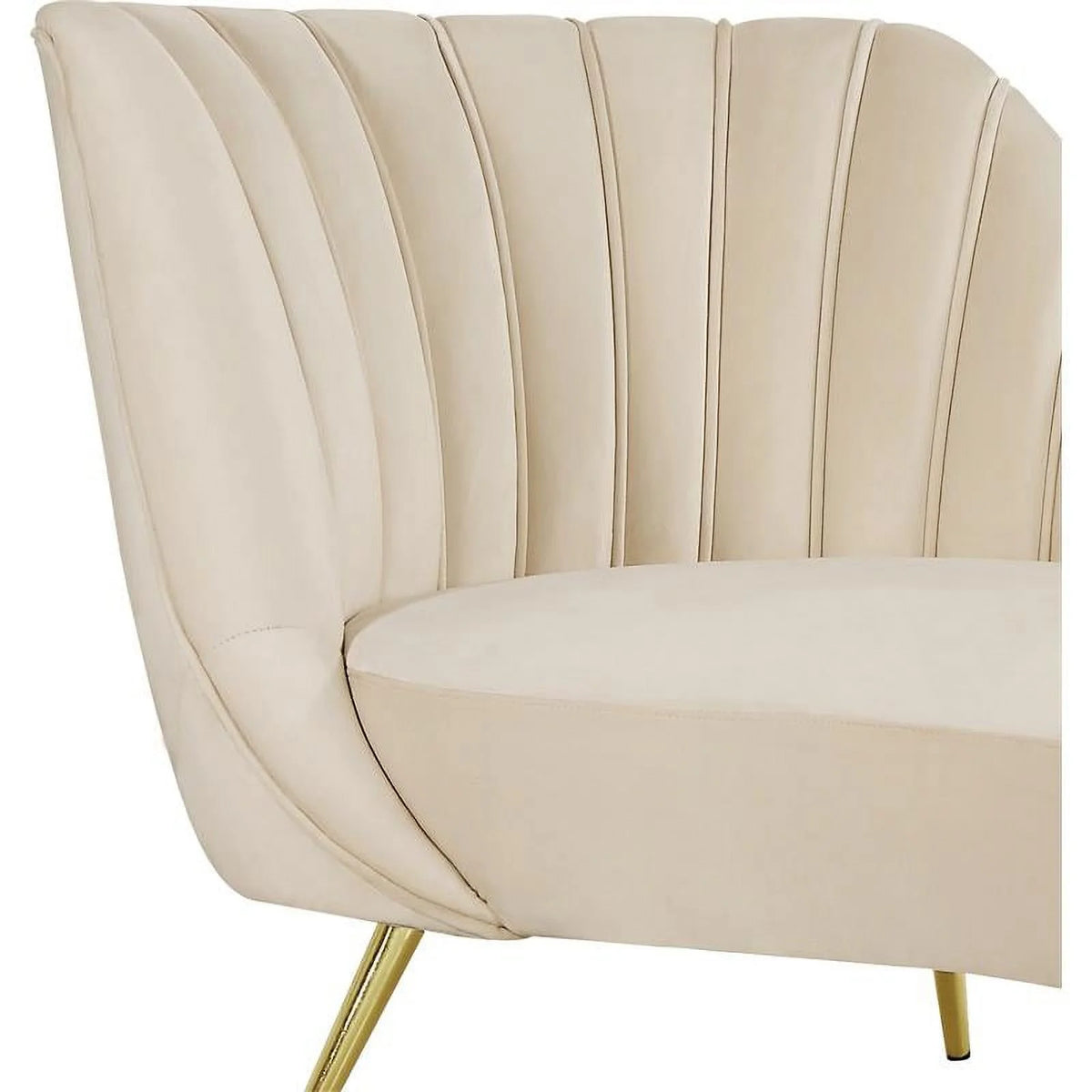 Cream and Gold Accent Chair Chaise and Loveseat 3-Piece Set K493