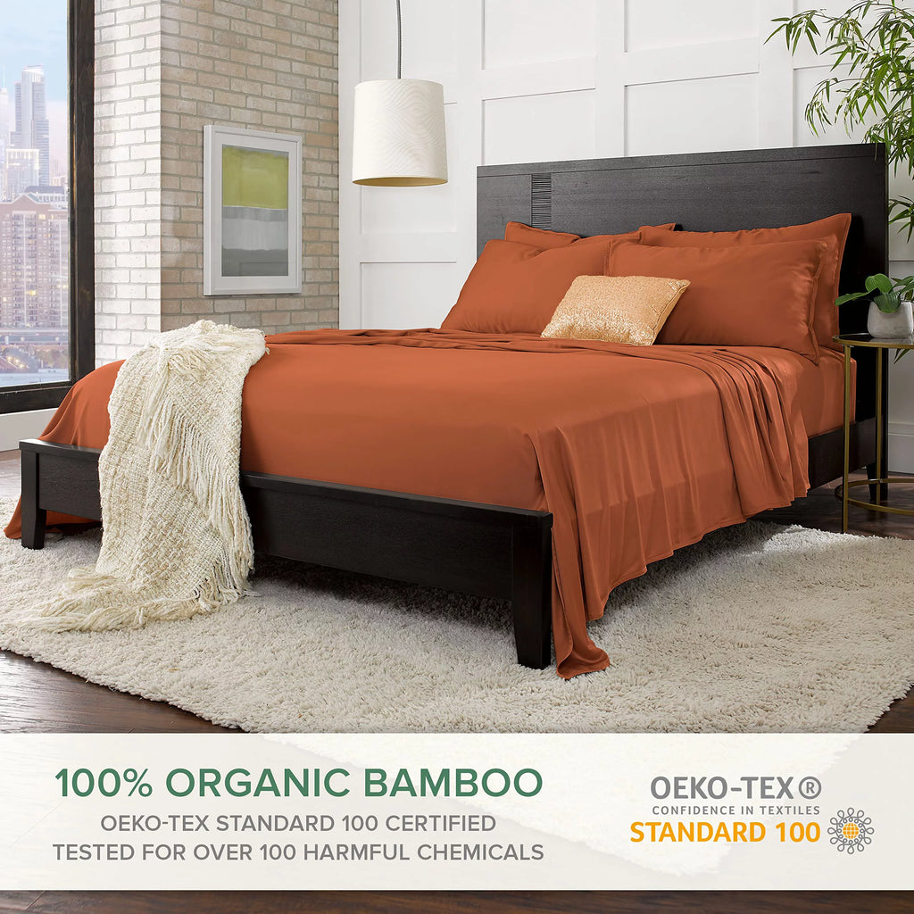 Queen Size 4 Piece Bamboo Bed Sheets Set I702542